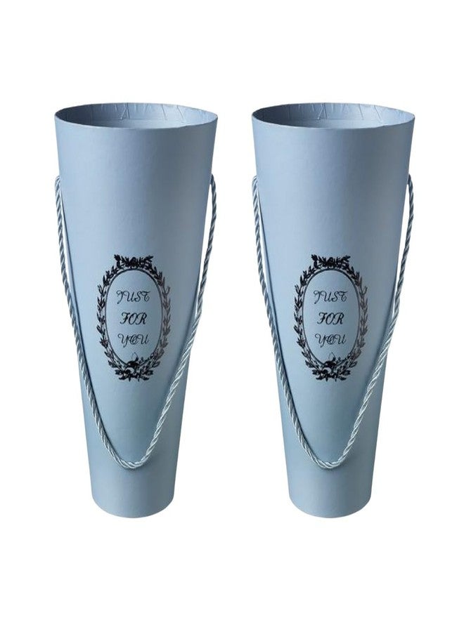 اويسيس عبوة أواسيس من قطعتين من مخاريط باقات الزهور الزرقاء بورتو - مصنوعة من كرتون متين مقاوم للماء مع مقابض حبل وقاعدة قوية - مثالية لتنسيقات الزهور التي تصنعها بنفسك، وديكور المنزل، وحفلات الزفاف، والهدايا - Image 1